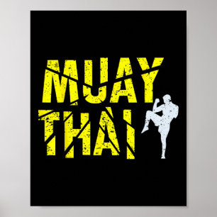 Poster Boxe Tailandesa - Boxeador Muay Thai Kickboxing