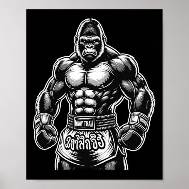 Poster Boxe Tailandesa e Kickboxing - Muay Thai Gorilla (Frente)
