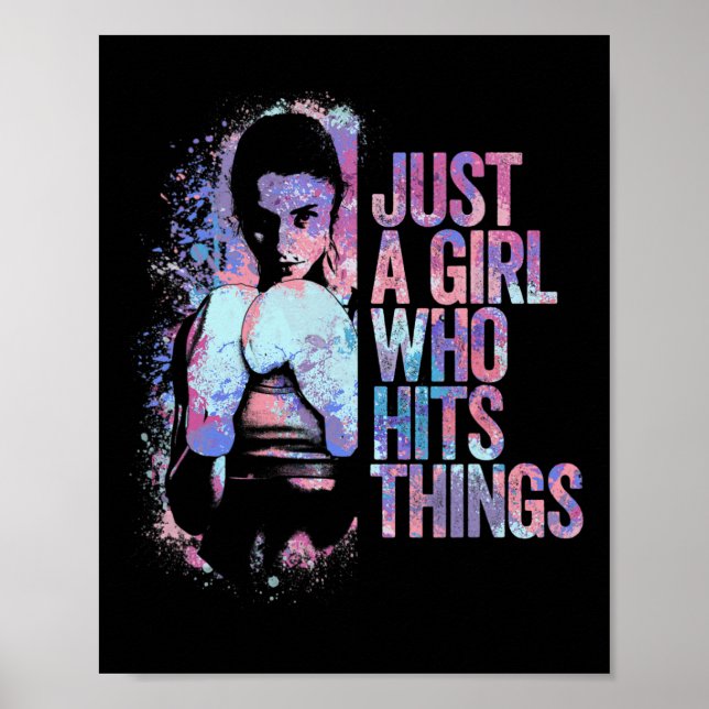 Poster Boxe Tailandesa Engraçada Só Uma Garota Que Bate e (Frente)