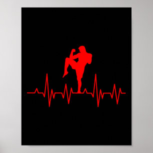 Poster Boxe Tailandesa Kickboxing Coração Batendo Muay Th