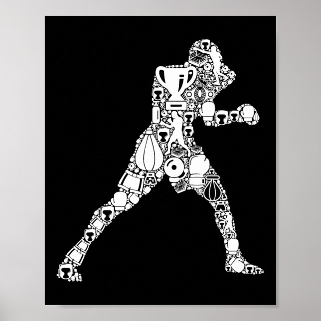 Poster Boxeador Boxe Homens Crianças Meninos  (Frente)