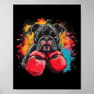 Poster Boxeador Bulldog Com Luvas de Boxe Kickboxing Engr