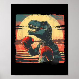 Poster Boxeador Dinossauro Boxe Dino Kickboxing T-rex Box