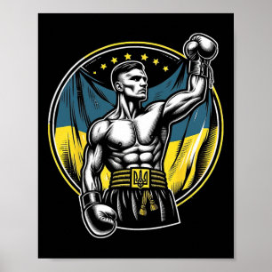Poster Boxeador Ucraniano Lutador de Boxe Patriótico Band