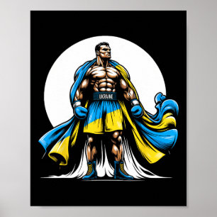Poster Boxeador Ucraniano Lutador de Boxe Patriótico Ucrâ