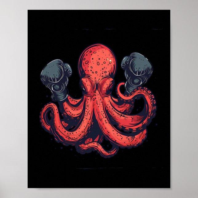 Poster Boxer Boxer Octopus Lover Ocean Sea Creature (Frente)