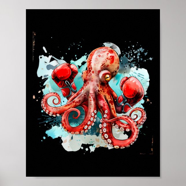 Poster Boxer Boxer Octopus Lover Ocean Sea Creature (Frente)