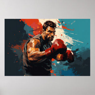 Poster Boxer Boxer Sport Painting Abstrato Art Decor