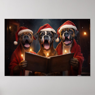 Poster Boxer Cães Feriado Festivo
