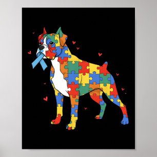 Poster Boxer Dog Quebra-cabeça Autismo Sensibilização Mul