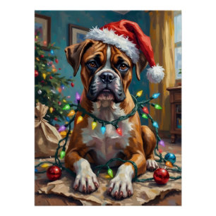 Pôster Boxer Goofy Enroscado em Luzes de Natal