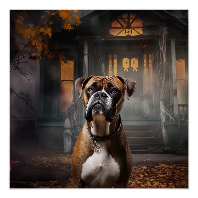 Pôster Boxer Halloween Scary (Frente)