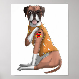 Poster Boxer I Love Mamãe Tatto Camiseta de cão Engraçado