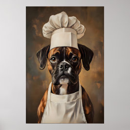 Poster Boxer In Chefs Hat Poster, Pet Poster, Boxer In