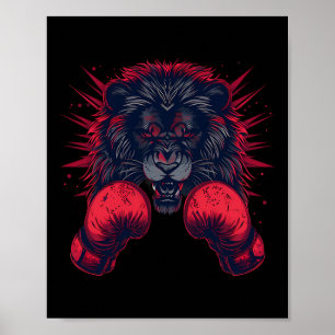 Poster Boxer Lion Retrait Motif Wildlife Kickboxing Love