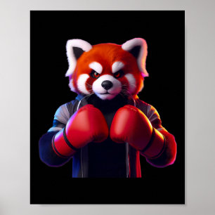 Poster Boxer Red Panda Boxer Kickboxer Mma Fighter Comba