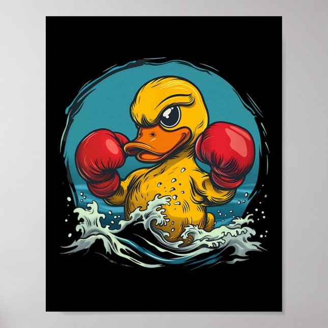 Poster Boxer Rubber Duck With Boxing Gloves Kickboxing Fu (Frente)