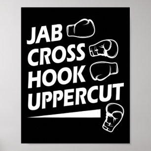 Poster Boxer Sport Jab Cross Hook Uppercut Boxer Birthda