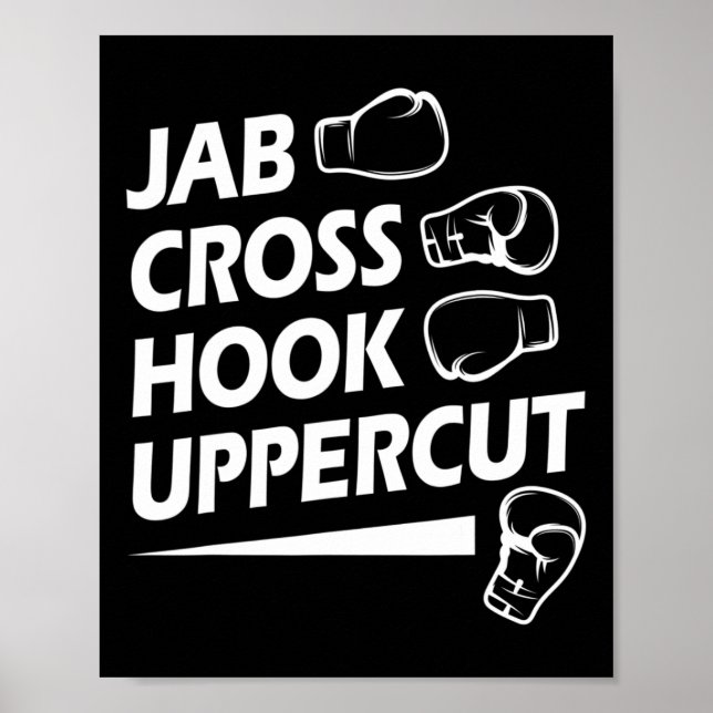 Poster Boxer Sport Jab Cross Hook Uppercut Boxer Birthda (Frente)