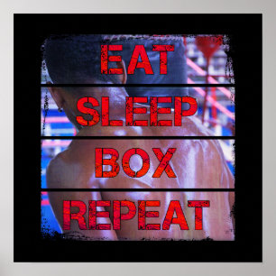 Poster Boxer Training Cote Comer Caixa de Repouso Repetir