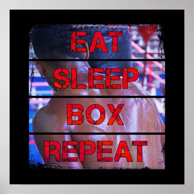 Poster Boxer Training Cote Comer Caixa de Repouso Repetir (Frente)