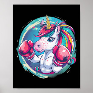 Poster Boxer Unicorn Com Luvas De Boxin Engraçadas