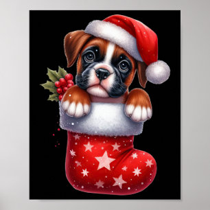 Poster Boxin Em Sock Christmas Santa Hat Xmas Dog Lover 1