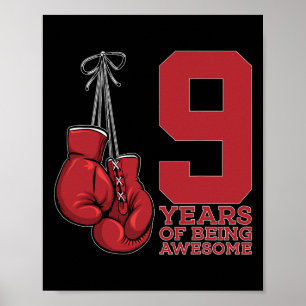 Poster Boxing 9 Anos De Ser Incrível Boxer 9º Aniversário