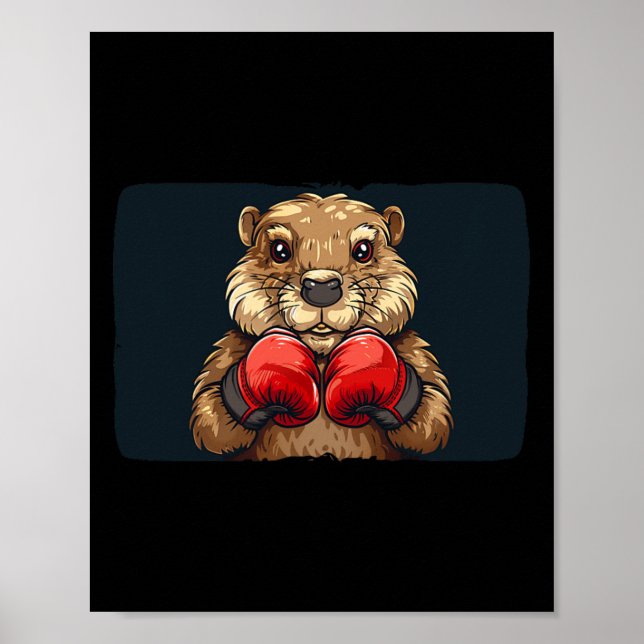 Poster Boxing Beaver Emblem For A Strong And Confident Ap (Frente)