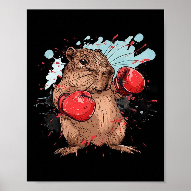 Poster Boxing Capybyra With Boxing Gloves Kickboxing Funn (Frente)
