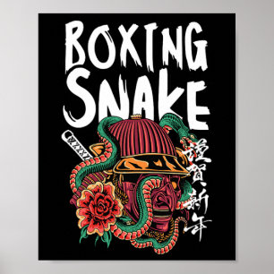 Poster Boxing Cobra Japonês Samurai Warrior Cobra Fighte