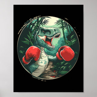 Poster Boxing Dinossaur Boxer Dino Kickboxing T-rex Boxin