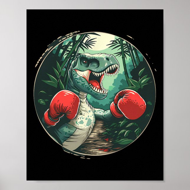 Poster Boxing Dinossaur Boxer Dino Kickboxing T-rex Boxin (Frente)