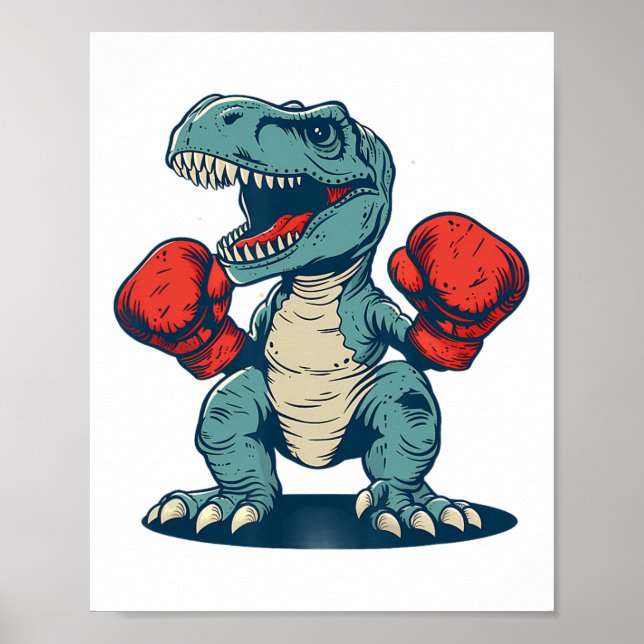 Poster Boxing Dinossaur Boxer Dino Kickboxing T-rex Boxin (Frente)