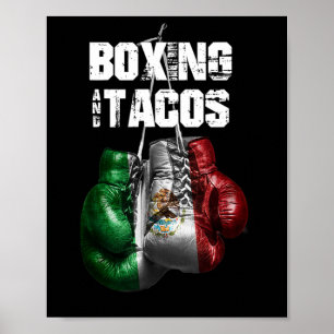 Poster Boxing E Tacos Engraçado México