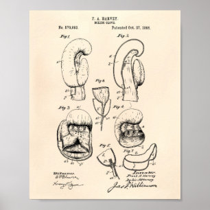 Pôster Boxing Glove 1896 Patent Art - Old Peper