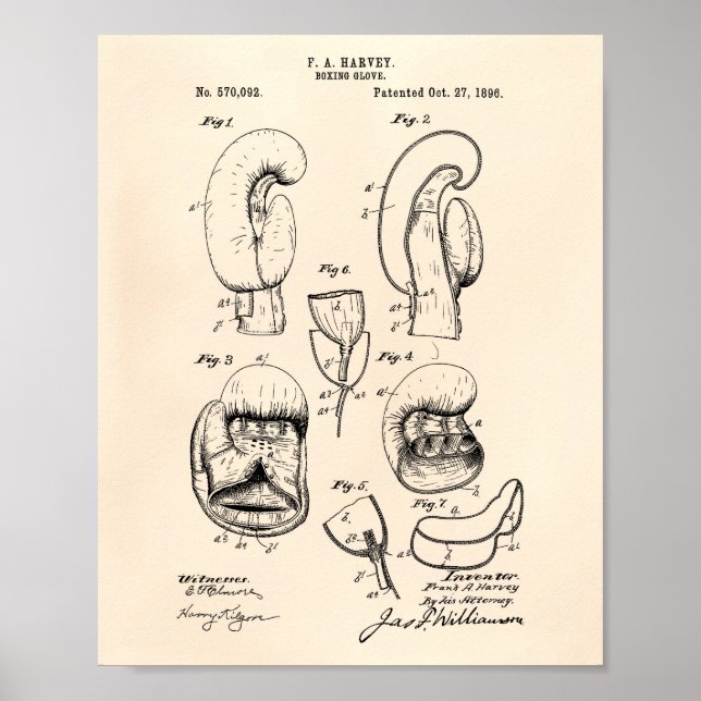 Pôster Boxing Glove 1896 Patent Art - Old Peper (Frente)