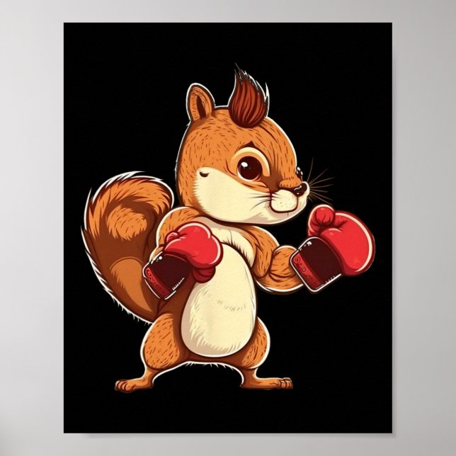 Poster Boxing Gloves Squirrel Boxer Kickboxer Kickboxing  (Frente)