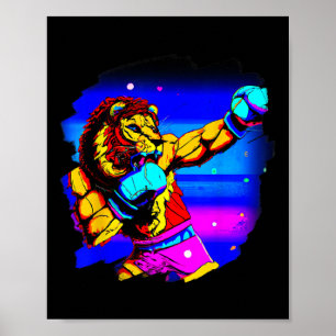 Poster Boxing Lion Legal Funny Lion Boxing