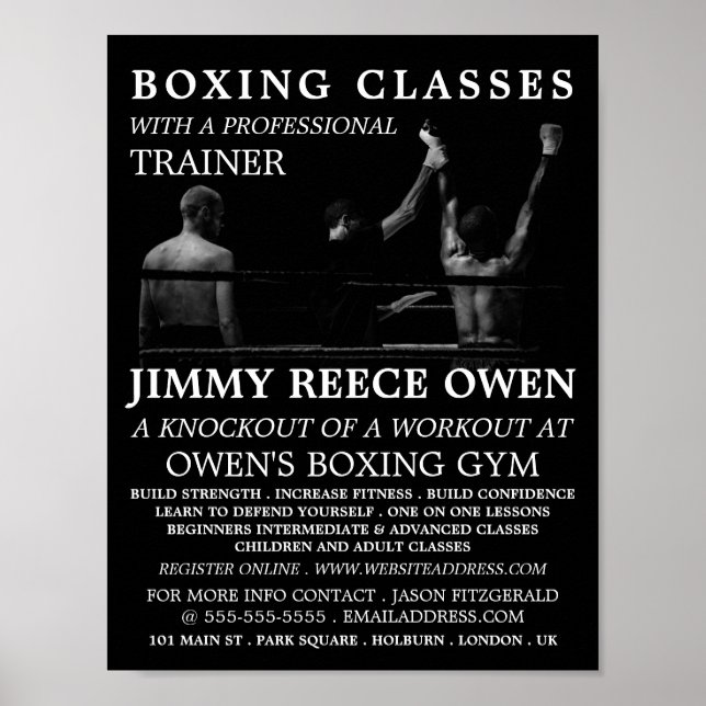 Poster Boxing Match Champion, Boxing Class Advert (Frente)