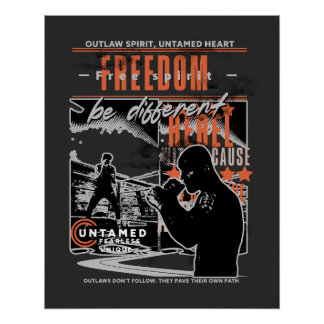 Pôster Boxing Motivation Rebel Fighter Gym & Training