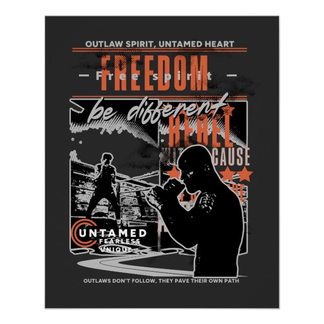 Pôster Boxing Motivation Rebel Fighter Gym & Training (Frente)