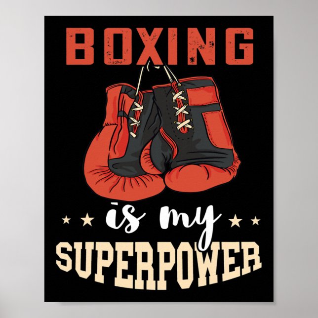 Poster Boxing Superpower Boxing Gloves Kickboxer Kickboxi (Frente)