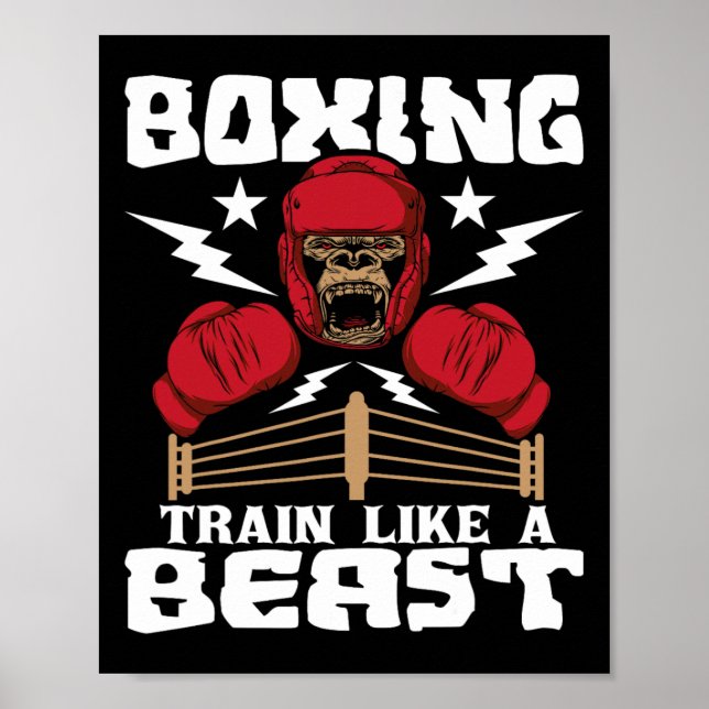 Poster Boxing Train Like A Beast - Kickboxing Kickboxer G (Frente)
