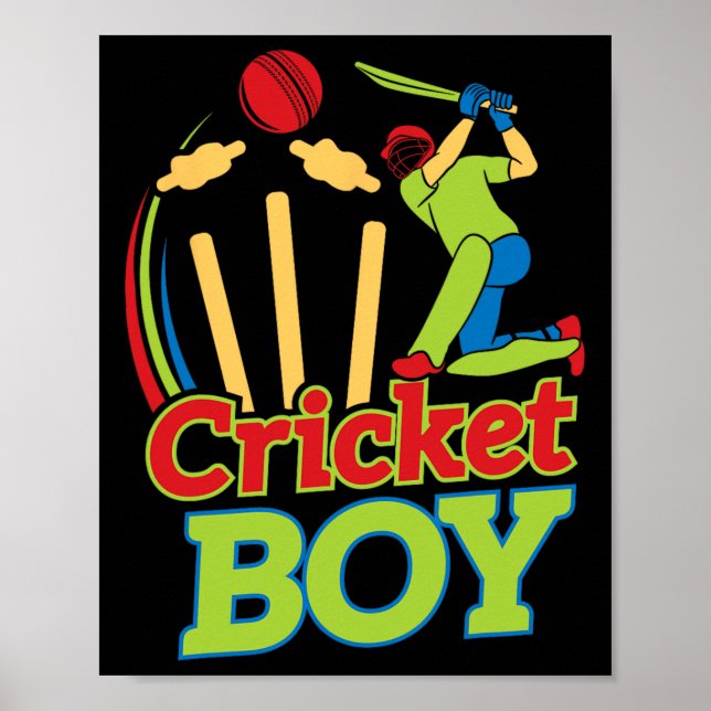 Poster Boy Cricket Player Design For Athletes - Cricket G (Frente)