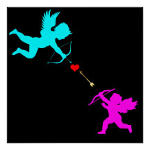 Boy & Gilr Angels Arrow Red Heart Poster