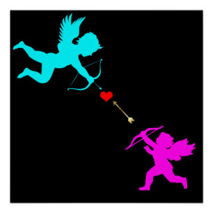 Pôster Boy & Gilr Angels Arrow Red Heart Poster