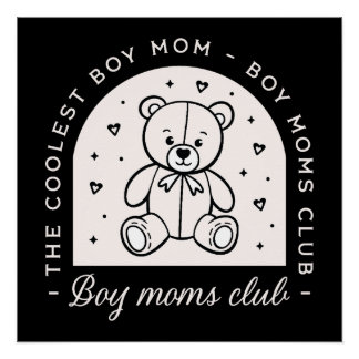 Pôster Boy mom club funny mother of boys retro black