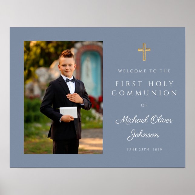 Poster Boy Photo First Communion Dusty Blue (Frente)