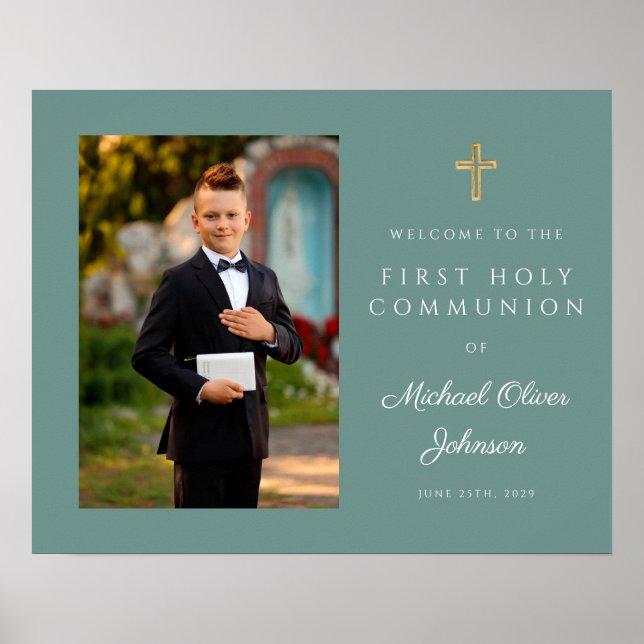 Poster Boy Photo First Communion Green (Frente)